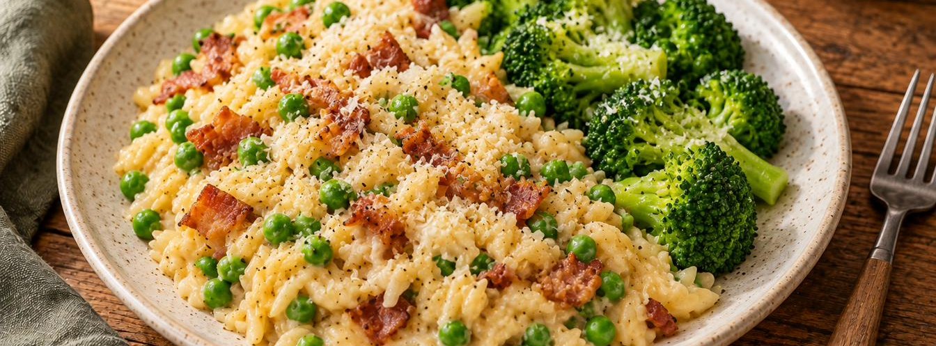 Creamy Bacon & Pea Orzo
