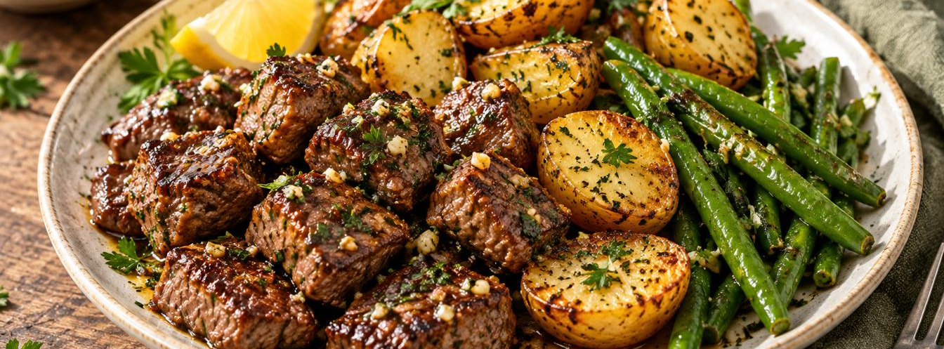 Garlic Butter Steak Bites & Potatoes