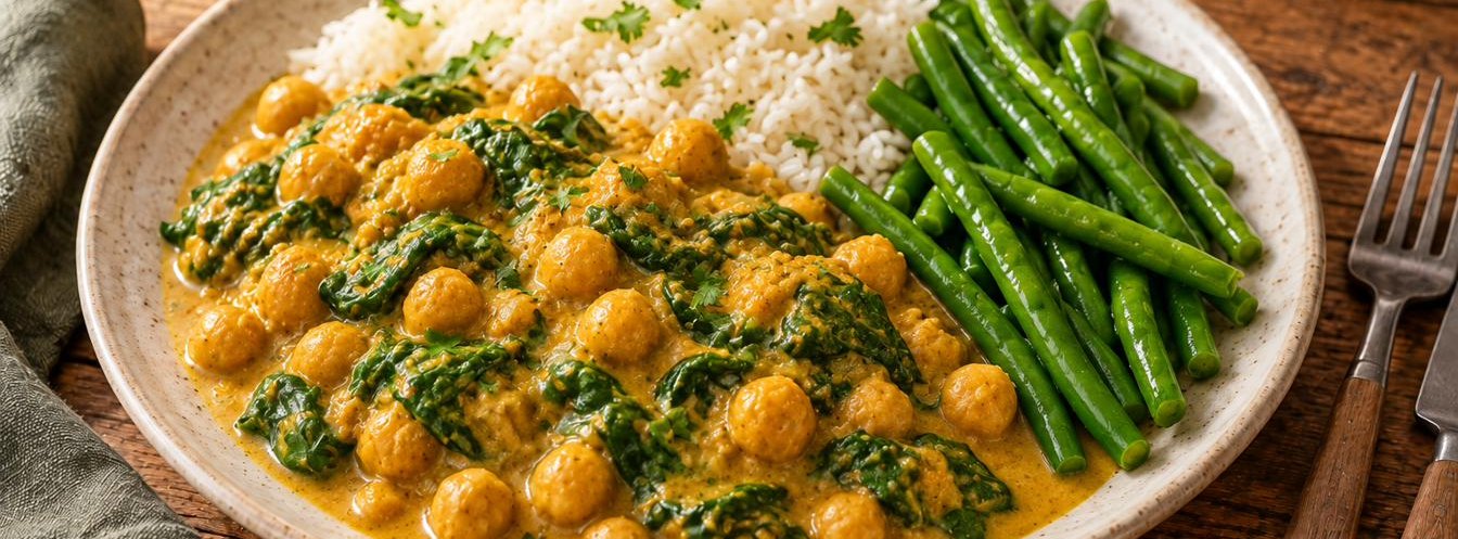 Mild Coconut Chickpea & Spinach Curry
