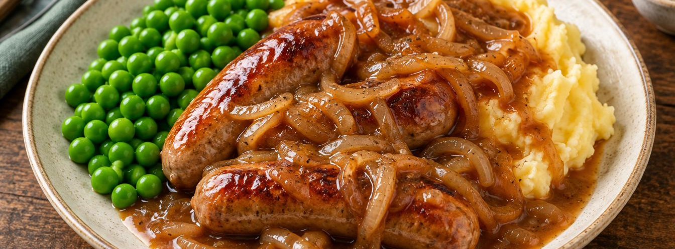 Sausage & Mash with Onion Gravy