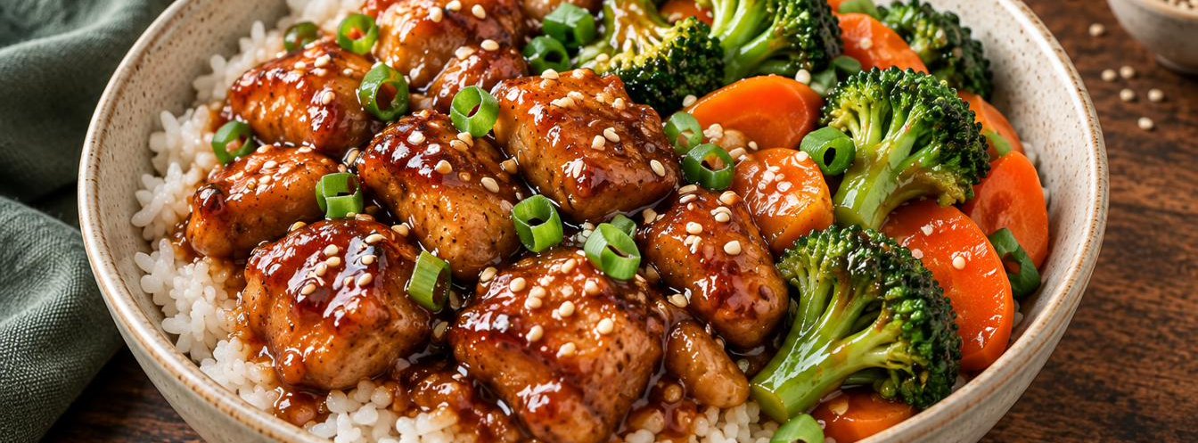 Sticky Honey Garlic Chicken & Rice