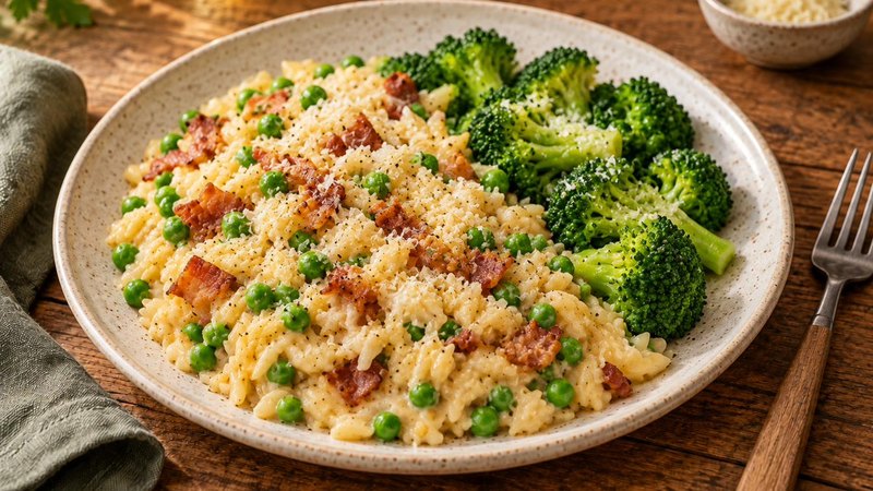 Creamy Bacon & Pea Orzo