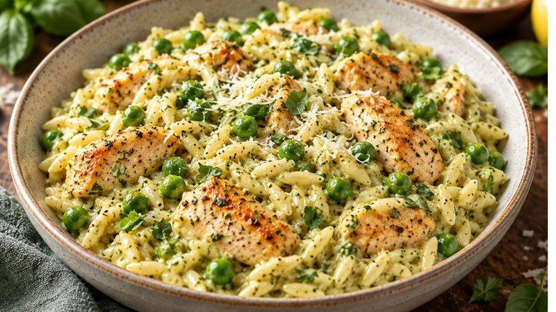 Creamy Pesto Chicken Orzo