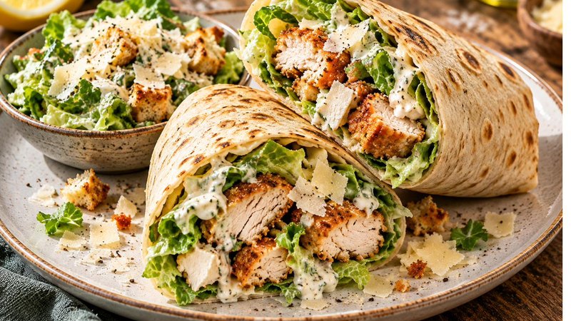 Crispy Chicken Caesar Wraps