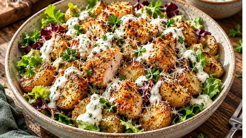 Crispy Parmesan Chicken & Potato Bowls