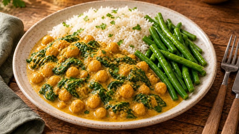Mild Coconut Chickpea & Spinach Curry