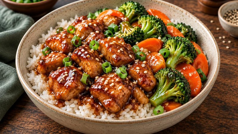 Sticky Honey Garlic Chicken & Rice
